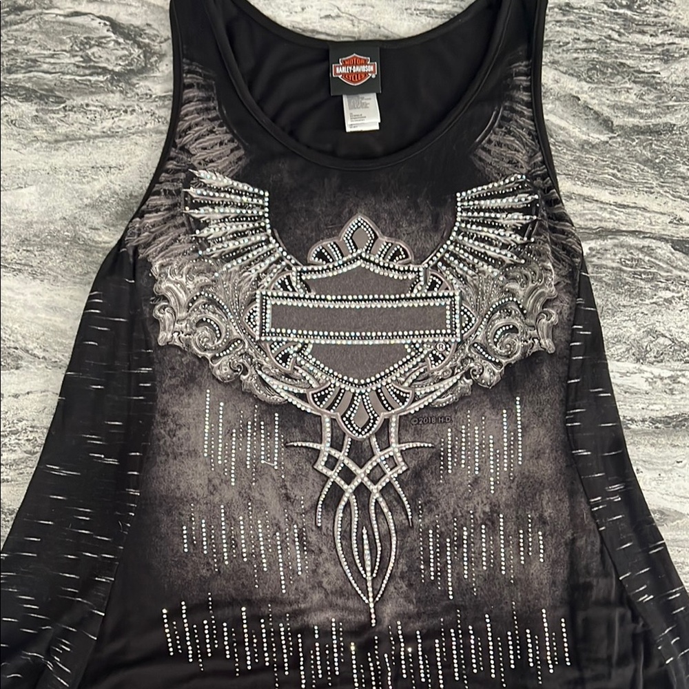 Harley-Davidson Black Sleeveless Graphic Tank Top